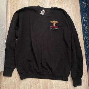 The Crow Black Crewneck Sweater with Embroidered Design